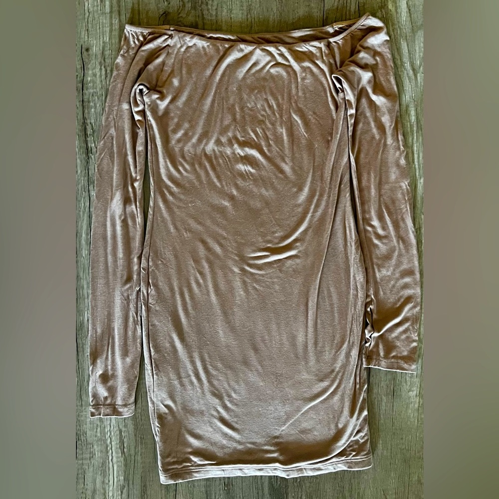 Jaideclothing (Jluxlabel) Tan Off Shoulder Dress